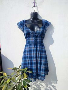 Wild Fabel blue Plaid Mini Dress
