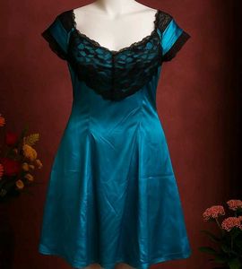 Blue Lace Trim Dress