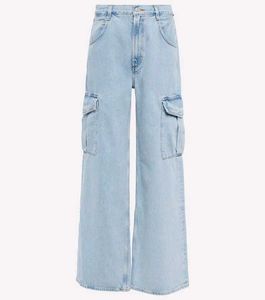 Light Wash Wide Leg Cargo Jeans