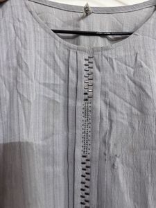 Gray Pleated Sleeve Tunic