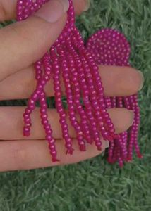 Pink Beaded Tassel Earrings