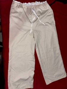 Beige Wide Leg Trousers
