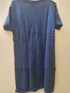 RIBBED KNITTED BLUE AND WHITE DRESS