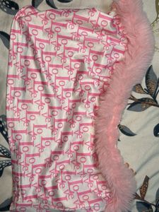 Pink Fur Trim Tube Top
