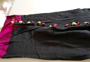 Elegant Black & Pink Saree