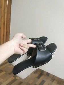 Black Wedge Sandals