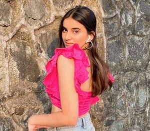 Ruffled Magenta Crop Top