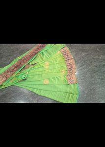 Eligent Green Saree With Peacock Pattern