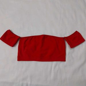 Hot Red Offshoulder Crop Top