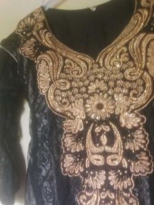 Elegant Black &amp; Gold Kurta Set