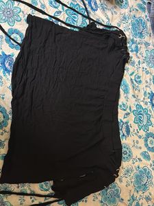 Chic Black Bardot Crop Top | Tie-Sleeve Off