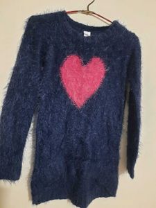 Fuzzy Blue Heart Sweater