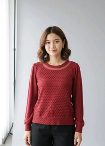 Elegant Maroon Long Sleeve Top