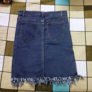 Frayed Denim Mini Skirt