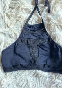 black High Neck halter crop top