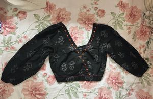 Black Patterned Blouse - Size M
