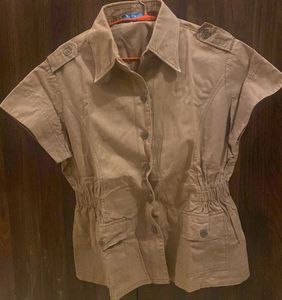 Khaki Short Sleeve Top