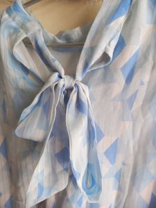 Vintage Blue Geometric Blouse
