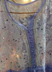 Lavender Embroidered Chikankari Top