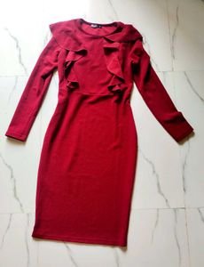 Red Ruffle Bodycon Dress