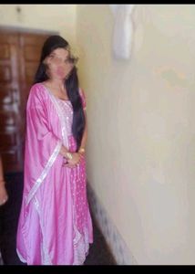 Pink Embroidered Kurta Set Sleeves Available