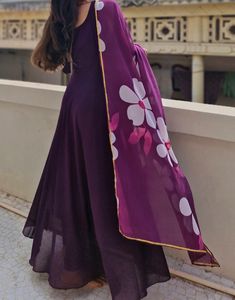 Purple Anarkali Dress With Dupatta