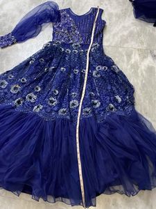 Elegant Blue Embroidered Gown