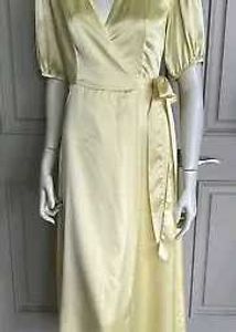 Zara Yellow Satin Midi Dress