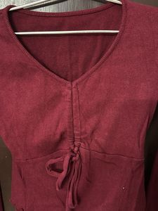 Burgundy Long Sleeve Top
