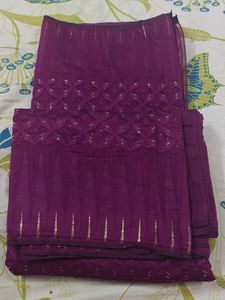Purple &amp; Gold saree But Without Blouse