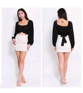 Chic Black Crop Top & Skirt Set