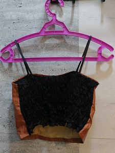 Brown Faux Leather Corset Top