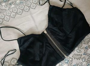 Plaid Zip-Up Crop Top