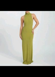 Newme Lime Green High Neck Maxi Dress