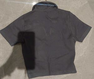 Gray Crop Top with Zipper Detail