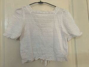 White Eyelet Crop Top