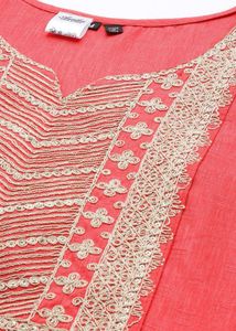 Coral Embroidered Kurti