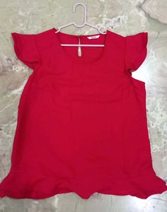 Red Ruffle Sleeve Top