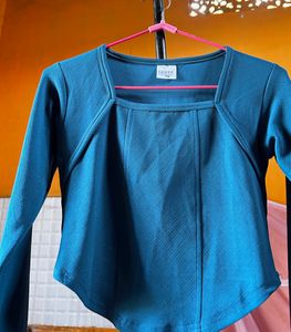 Blue Full Sleeve Corset    Top