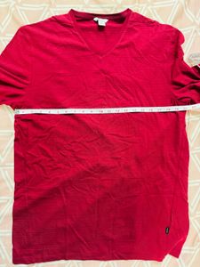 CK Maroon V-Neck T-Shirt