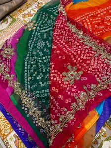 Multicolour Saree With Havy Moti Work