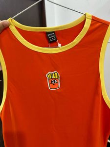 Orange Cartoon Print Dress