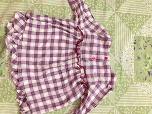Girls Plaid Embroidered Tunic Top