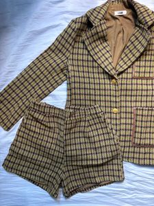 matching tweed blazer and shorts