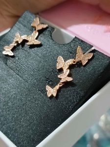 Giva Rose Gold Butterfly Drop Earrings