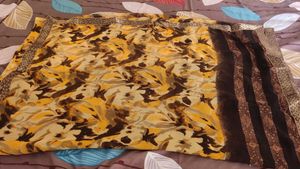Brown Nd Yellow Soft Fabric Saree