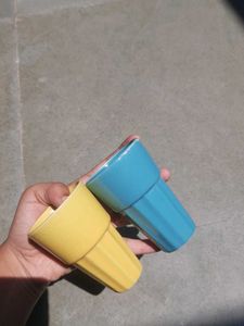 Blue And Yellow Kuladh Tea Cups In Ceramic