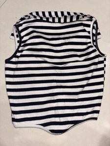 Zara Tank Top In Black N White Size-M