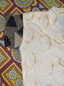 Cream And Black Party Wear Dress