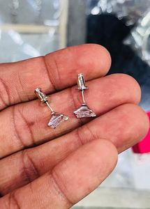 Pure Silver Studs Single Stone 💫